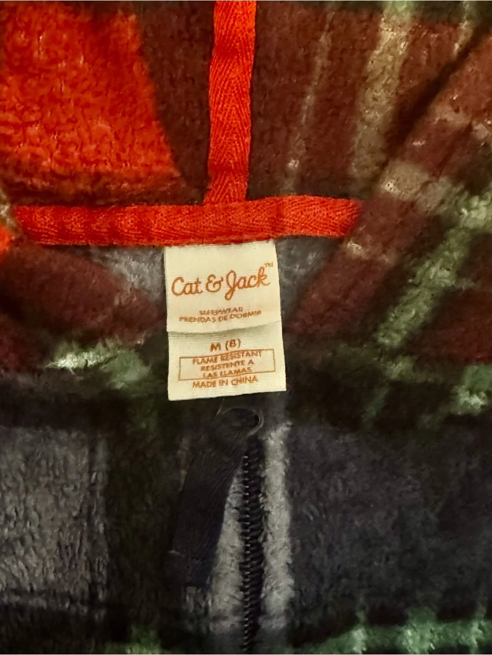 Plaid Hooded Kids Onesie size 8